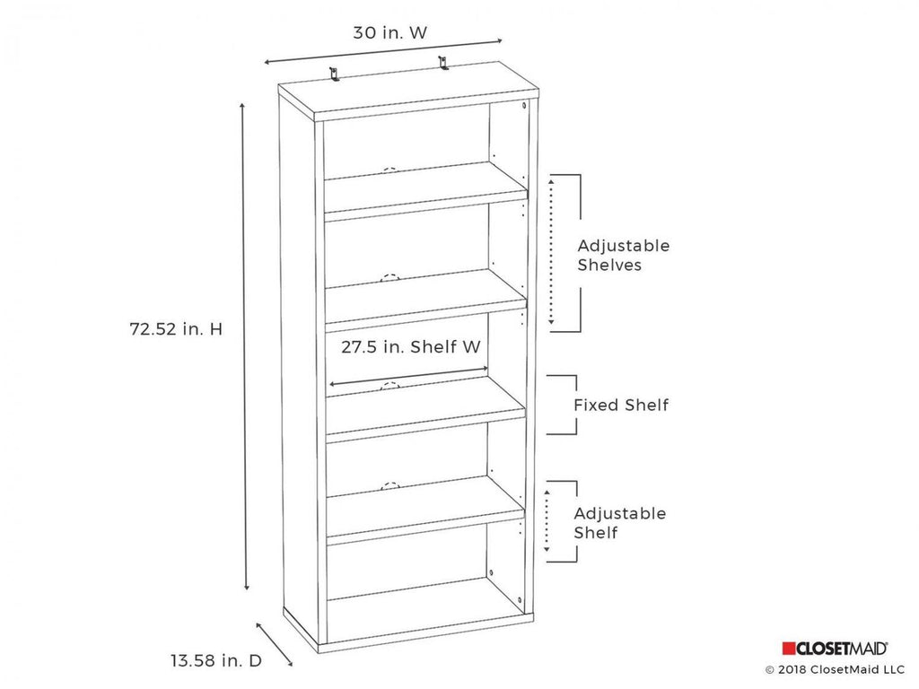 Black Walnut 5-Shelf Bookcase Y44224