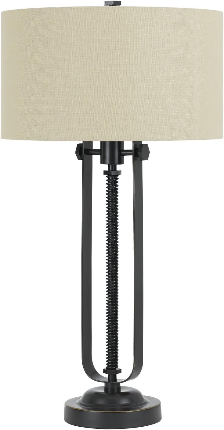 Bronze Table Lamp with Hardback Burlap Shade V1616