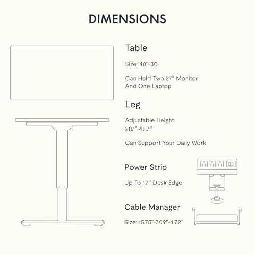 Black Electric Standing Desk with Clamp Power Strip P2062