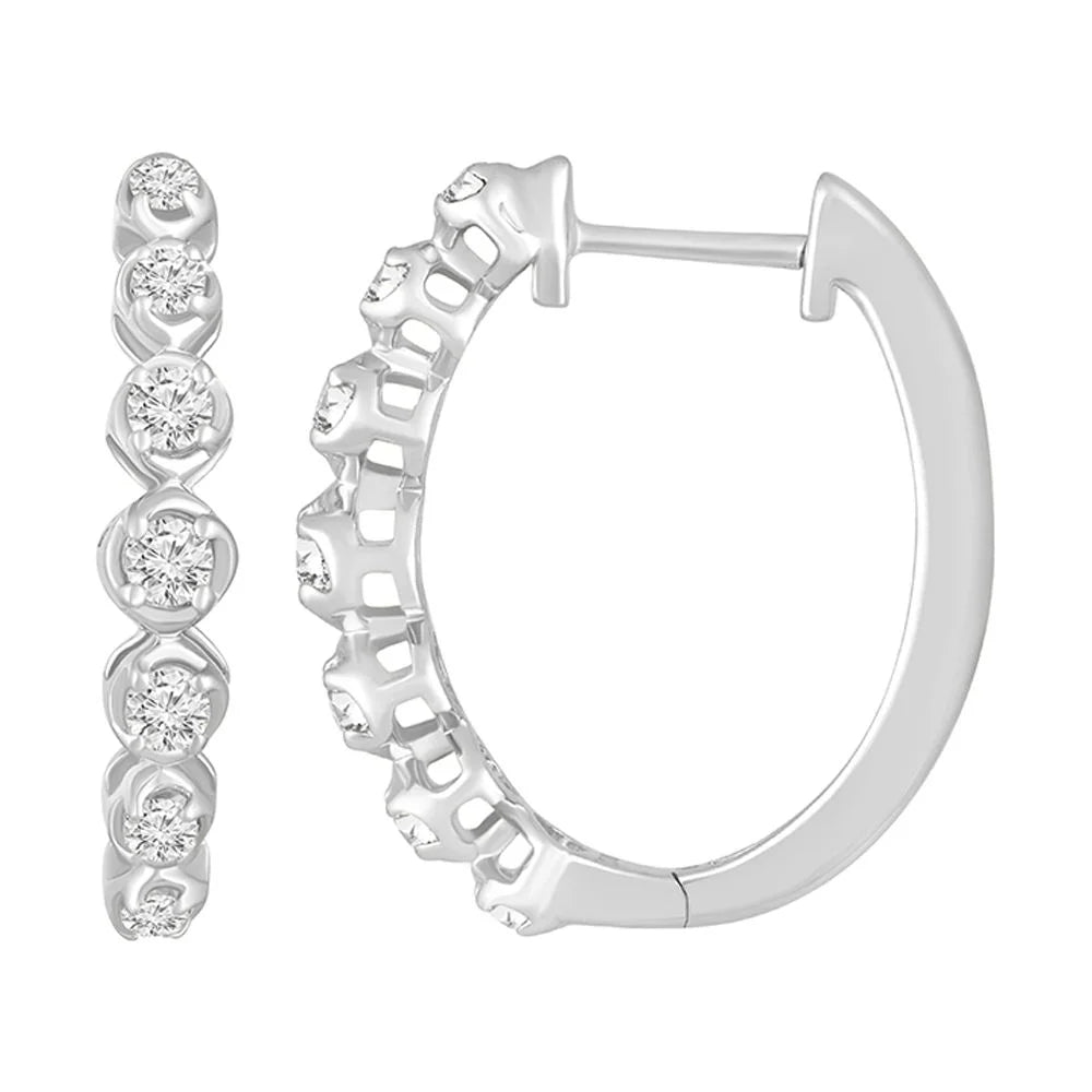 Sterling Silver Lab Grown Diamond Hoop Earrings Y427605