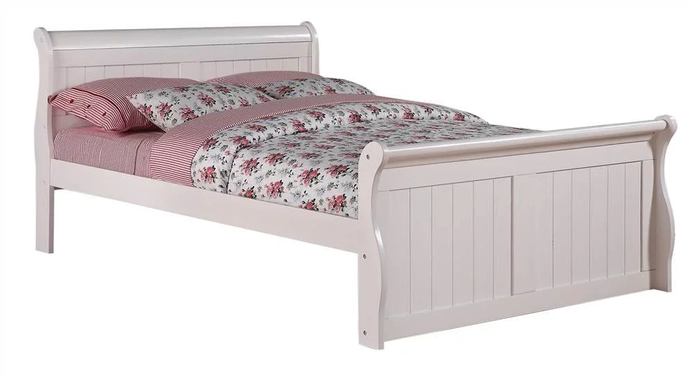 White Full Sleigh Bed with Slat-Kits X263603