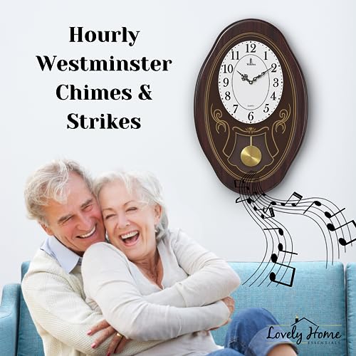 Battery Operated Wood Pendulum Wall Clock C9048