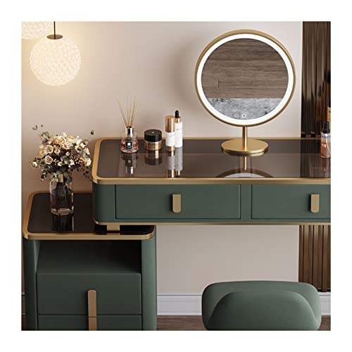 Green Wood Makeup Table with Cabinet H409