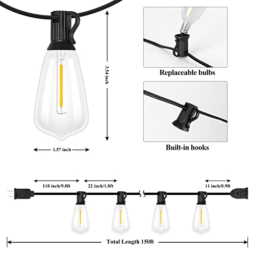 100FT Waterproof Dimmable LED Outdoor String Lights Y506