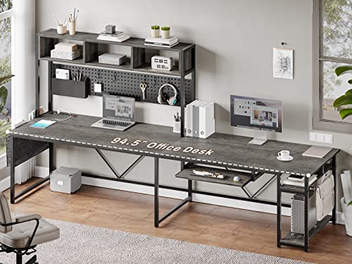 Black L Shaped Gaming Desk with Power Outlet and Pegboard Z545748