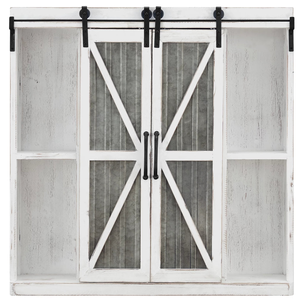 White and Silver Wood Cabinet E192