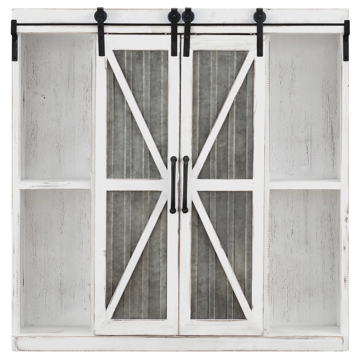 White and Silver Wood Cabinet E192