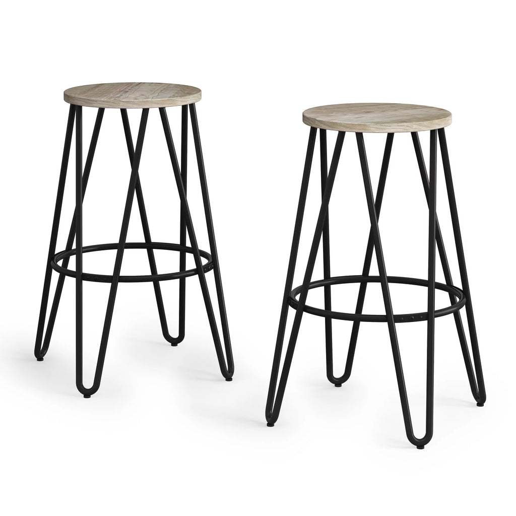 26" Wood Seat Stool Set of 2 I707