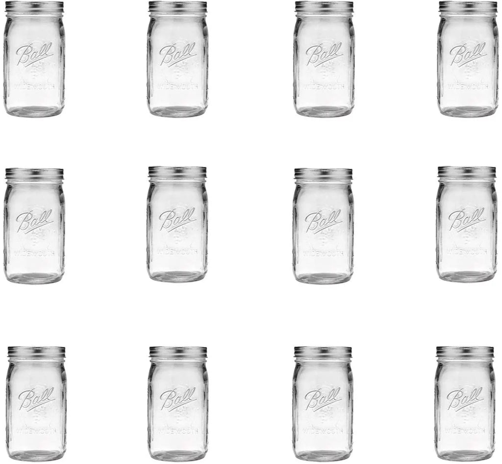 Wide Mouth Quart (32 oz) Jars with Lids and Bands (3 Pack of 12) C780133