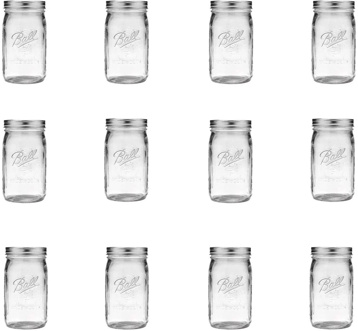 Wide Mouth Quart (32 oz) Jars with Lids and Bands (3 Pack of 12) C780133