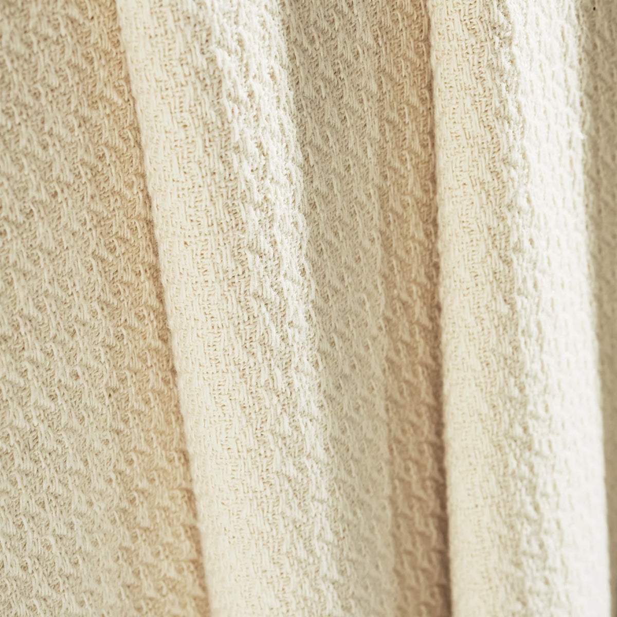 Ivory Waffle Weave Knit Cotton Blanket Twin Twin XL V206