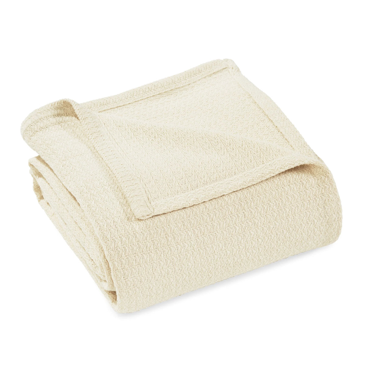 Ivory Waffle Weave Knit Cotton Blanket Twin Twin XL V206