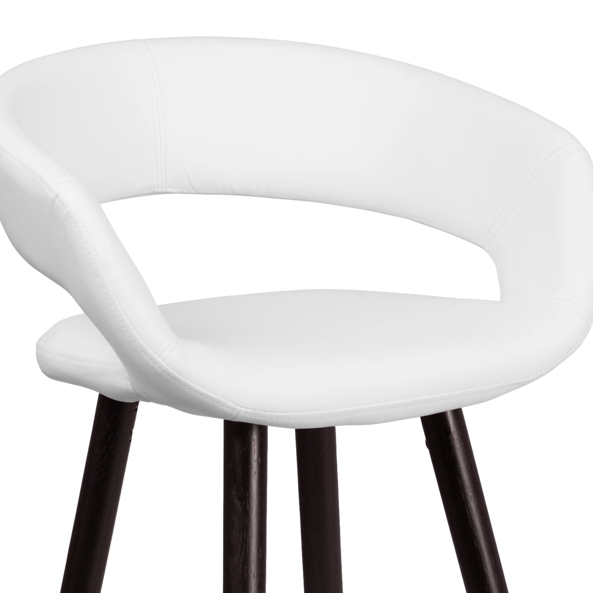 Cappuccino Wood Barstool with White Vinyl Q379