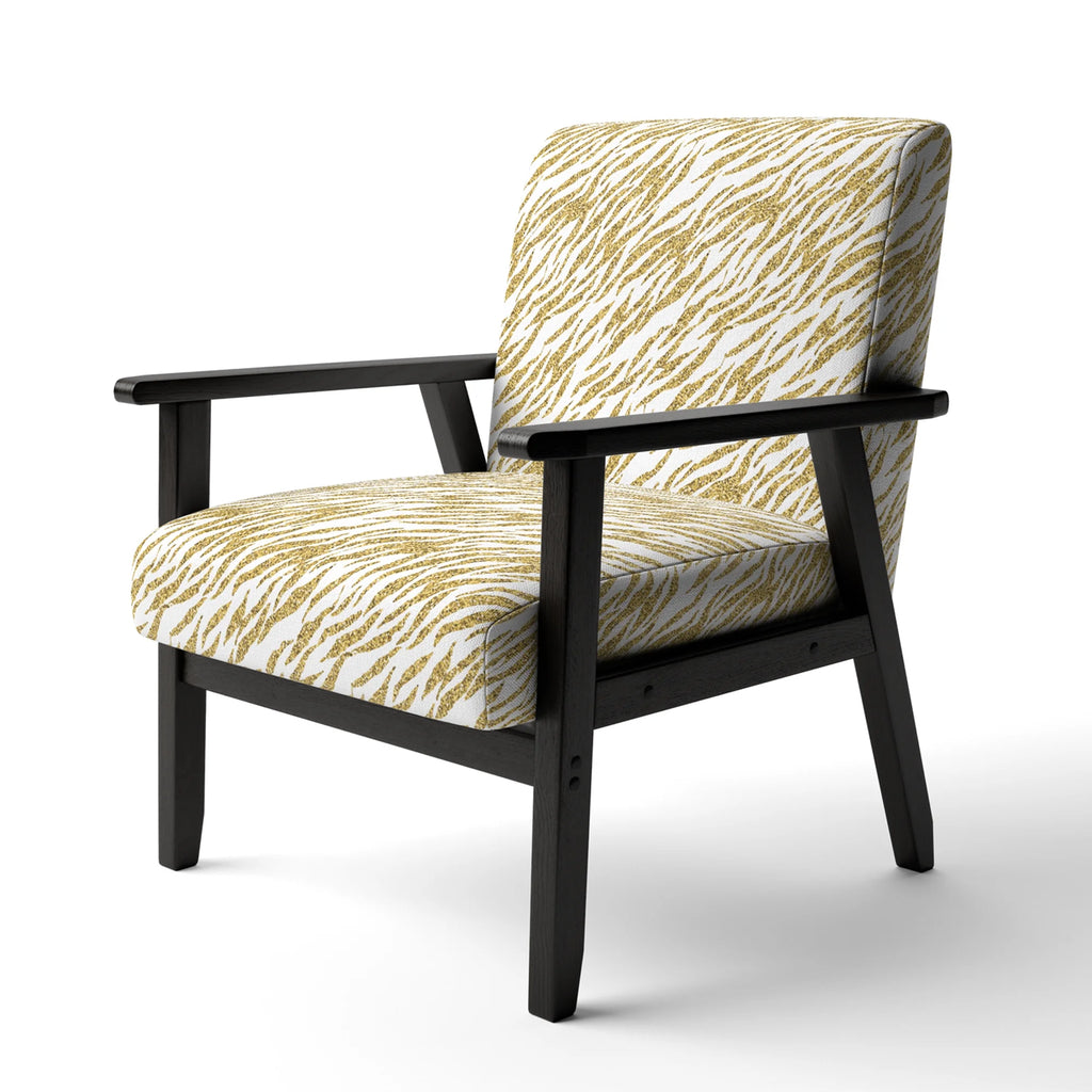 Gold Tiger Stripes on White Upholstered Accent Chair F269342