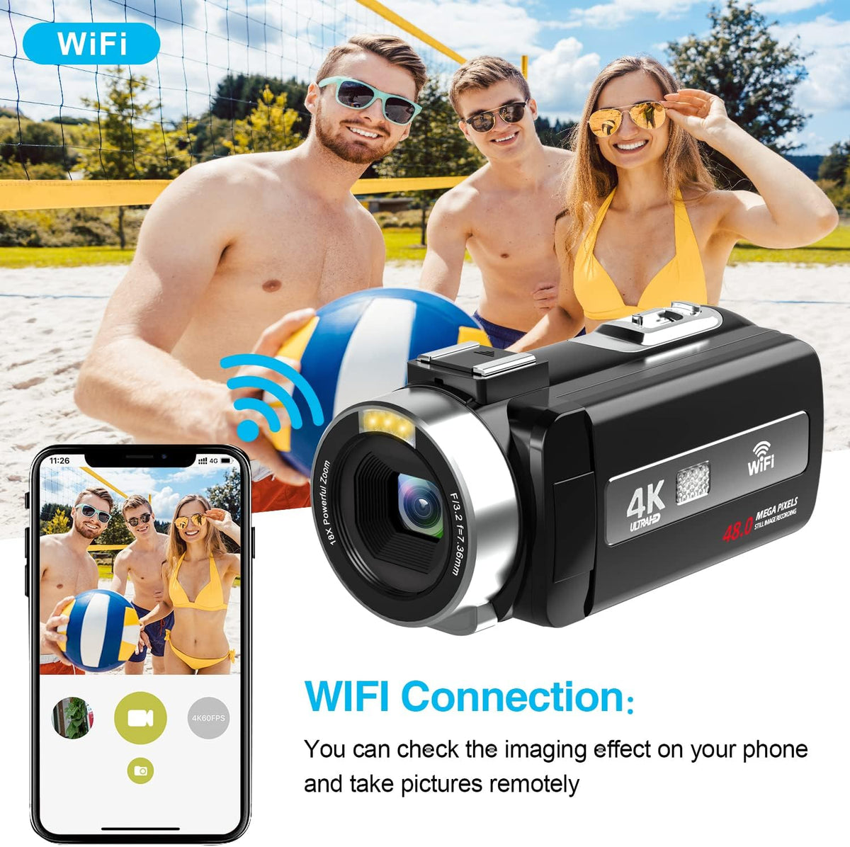 4K Camcorder with IR Night Vision and 18X Digital Zoom C702