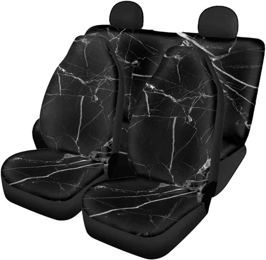 Black and White Cow Print Car Seat Cover 4piece J8466