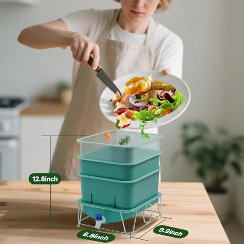 15L 3-Tray Worm Farm Composting Bin with Tool Set Z515