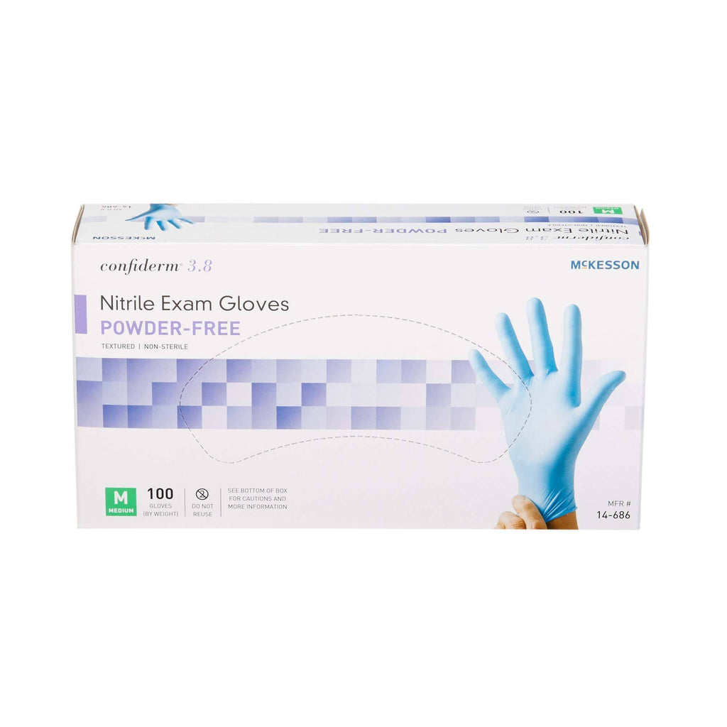 3.8 Exam Glove Medium Nitrile Blue, Case of 1000 J3586