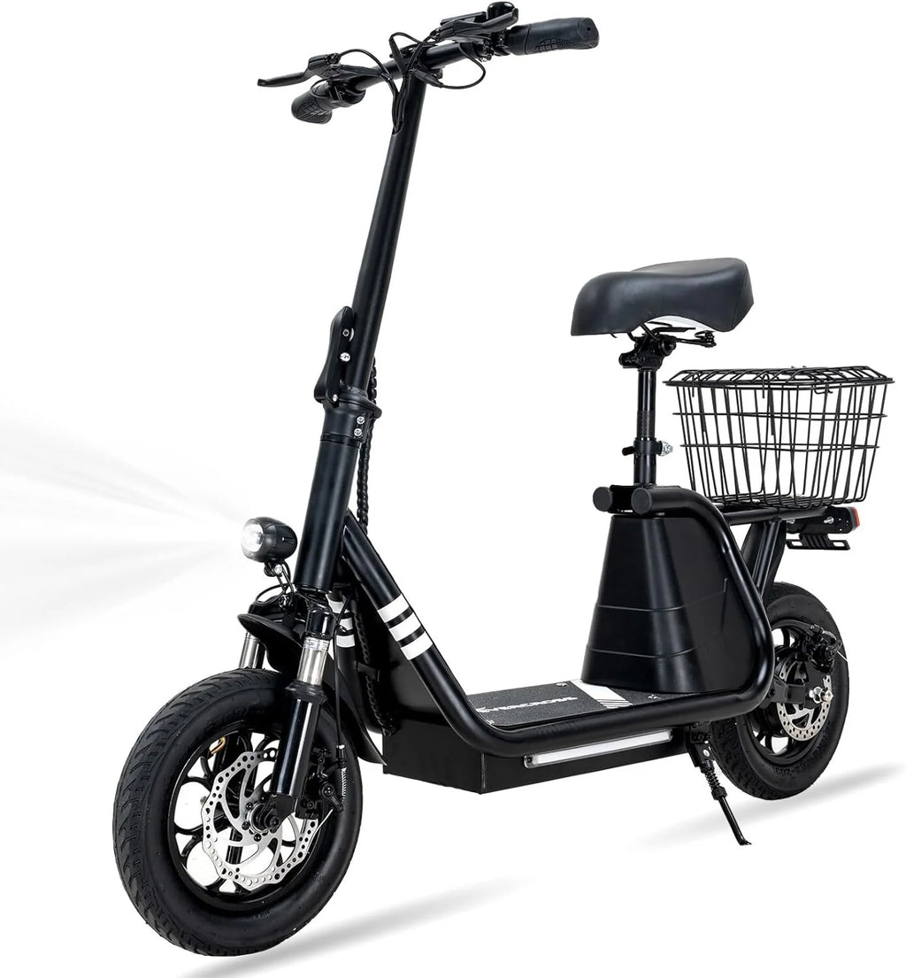 Electric Scooter with Seat, 400W Motor, 12 Pneumatic Tire Foldable C143093