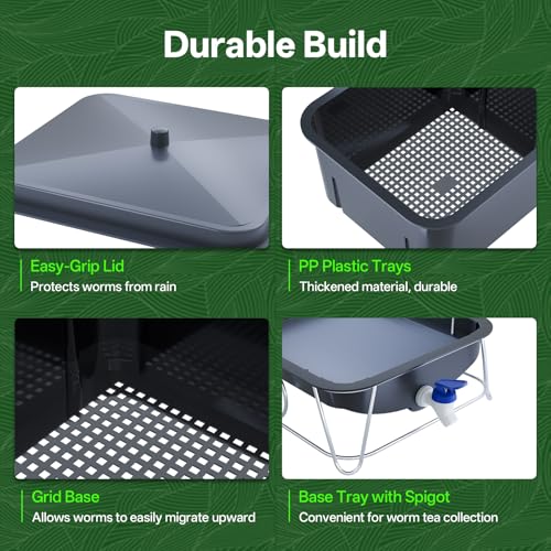 15L 3-Tray Worm Farm Composting Bin with Tool Set Z515