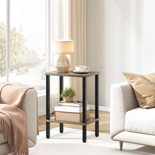Rustic Brown and Black 2-Tier Narrow Side Table G182
