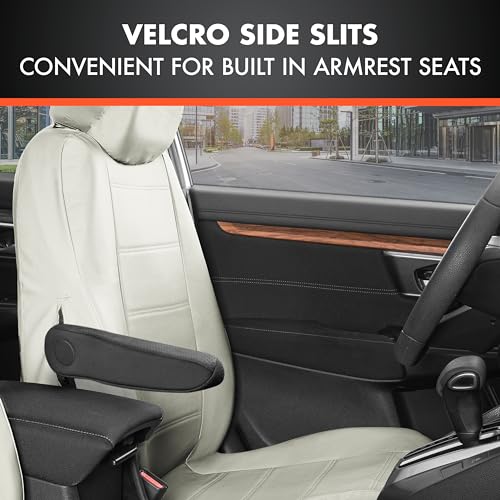 Beige Faux Leather Car Seat Covers Front Seats Only 4-Piece O8659