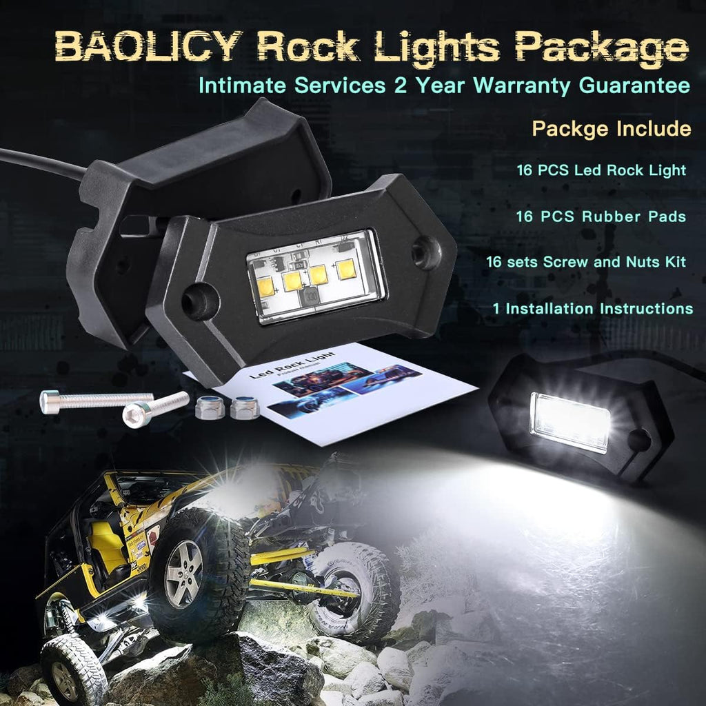 16Pods White LED Rock Lights H228