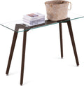 Glass Console Table with Solid Wood Legs H9598