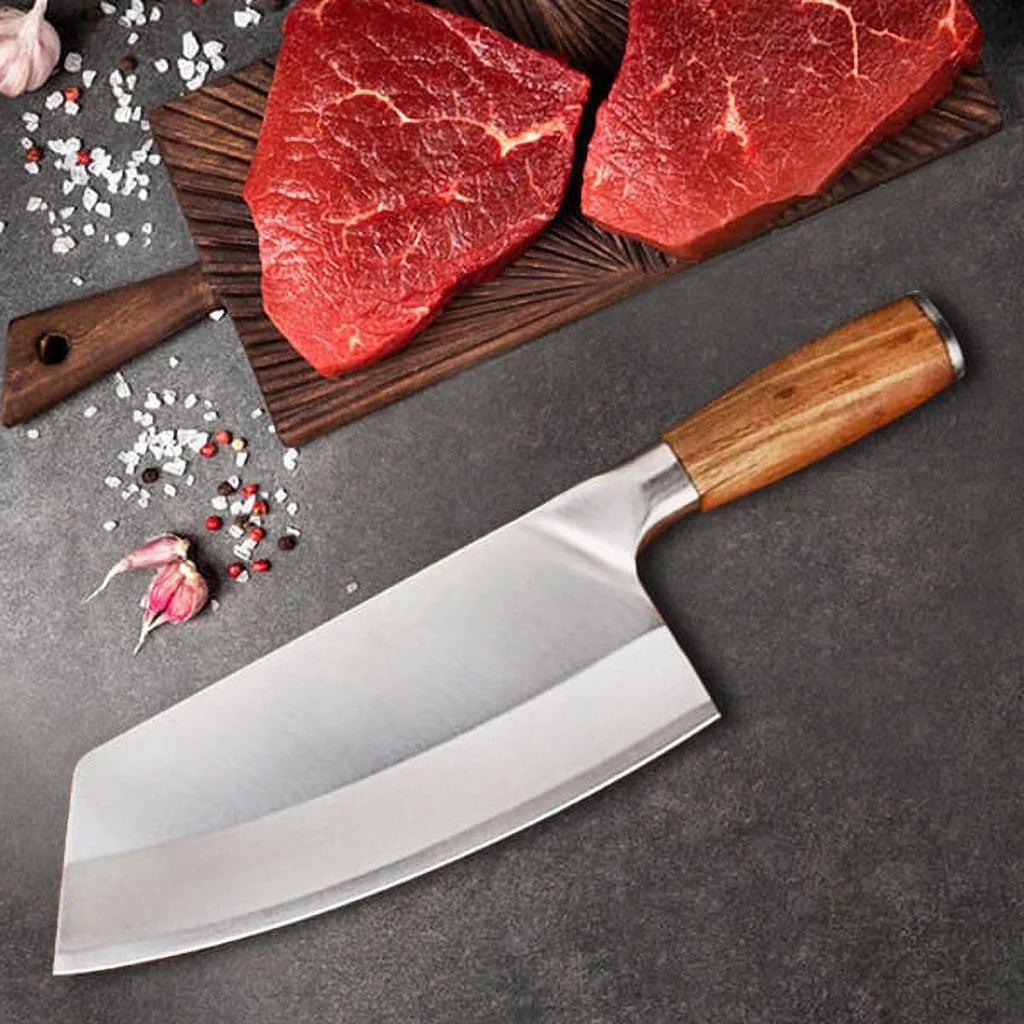 7-inch High Carbon Steel Full Tang Chef Knife with Wood Handle K674645