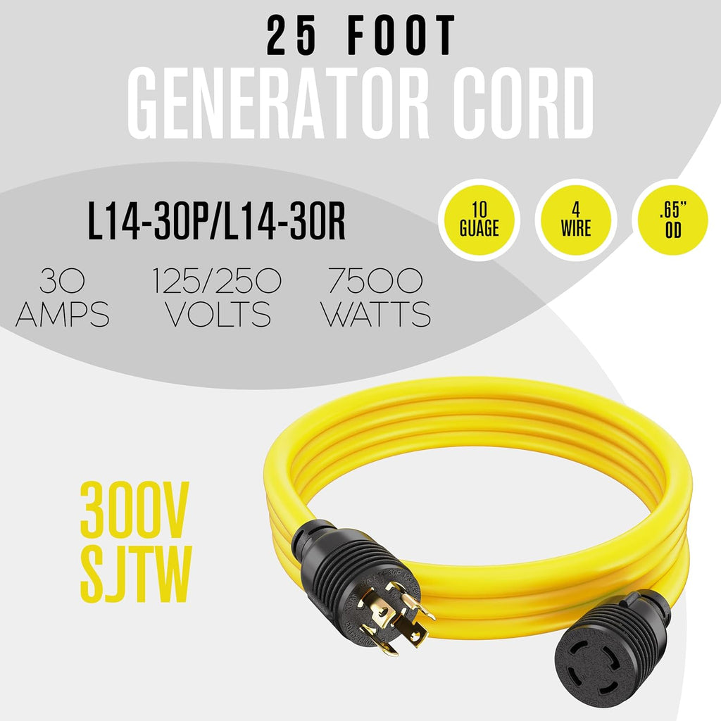 30 Amp 25 Ft 4 Prong Generator Extension Cord O425960