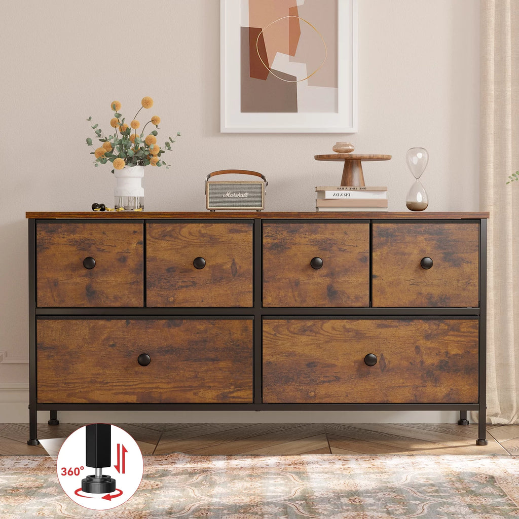 Black 8 Drawer Fabric Dresser TV Stand T11677