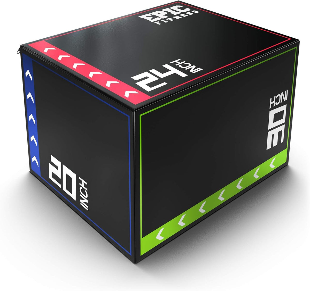 3-in-1 Foam Plyometric Jump Box with High-Density EPE Foam Core and PVC Leather Cover, 20", 24", 30" E368