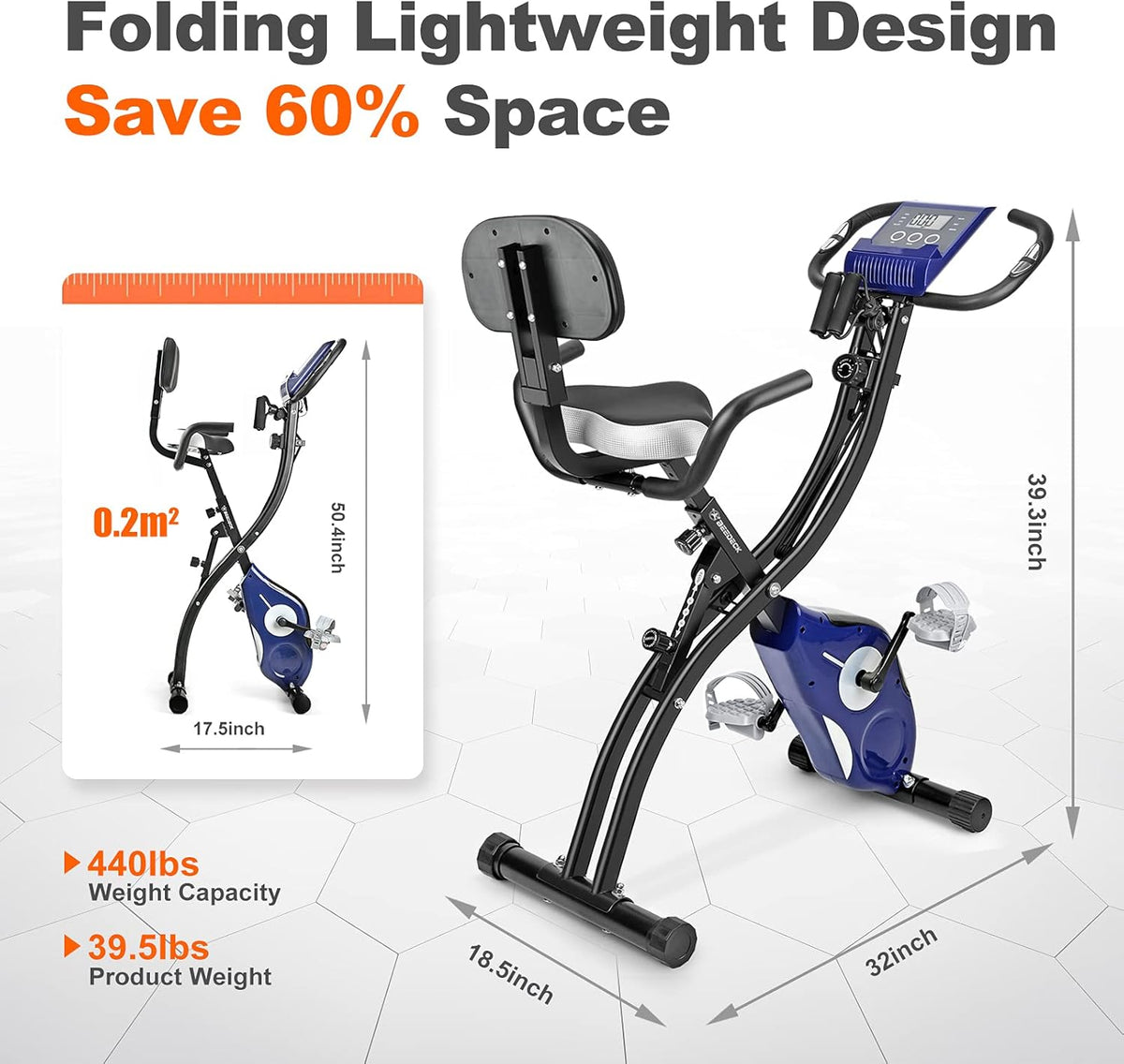 Foldable Magnetic Exercise Bike with LCD Monitor I69595
