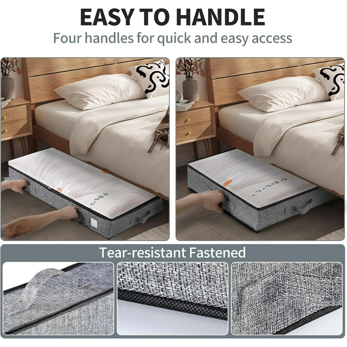 5Pack Low Profile Under Bed Storage Containers with Transparent Plastic Visual Window O8417