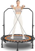 40" Foldable Mini Trampoline with 4 Level Adjustable Foam Handle and Resistance Bands S798