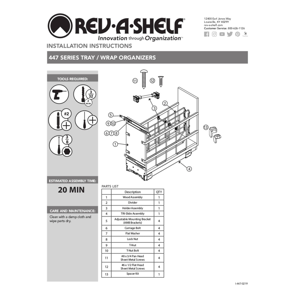 8x22 Tray Divider Foil & Wrap Organizer Soft-Close V4359