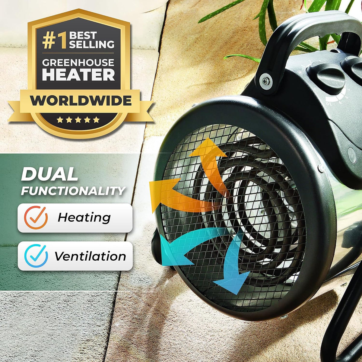 Greenhouse Heater with Thermostat - 11”x 8”x12.5" - 110v Heater N591900