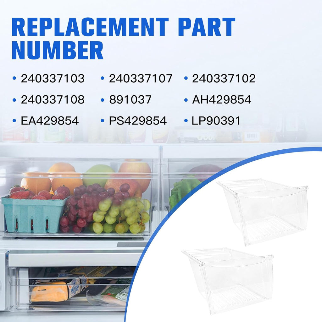 2Pcs Fridge Crisper Drawer & Crisper Bin Refrigerator Replacement G605779