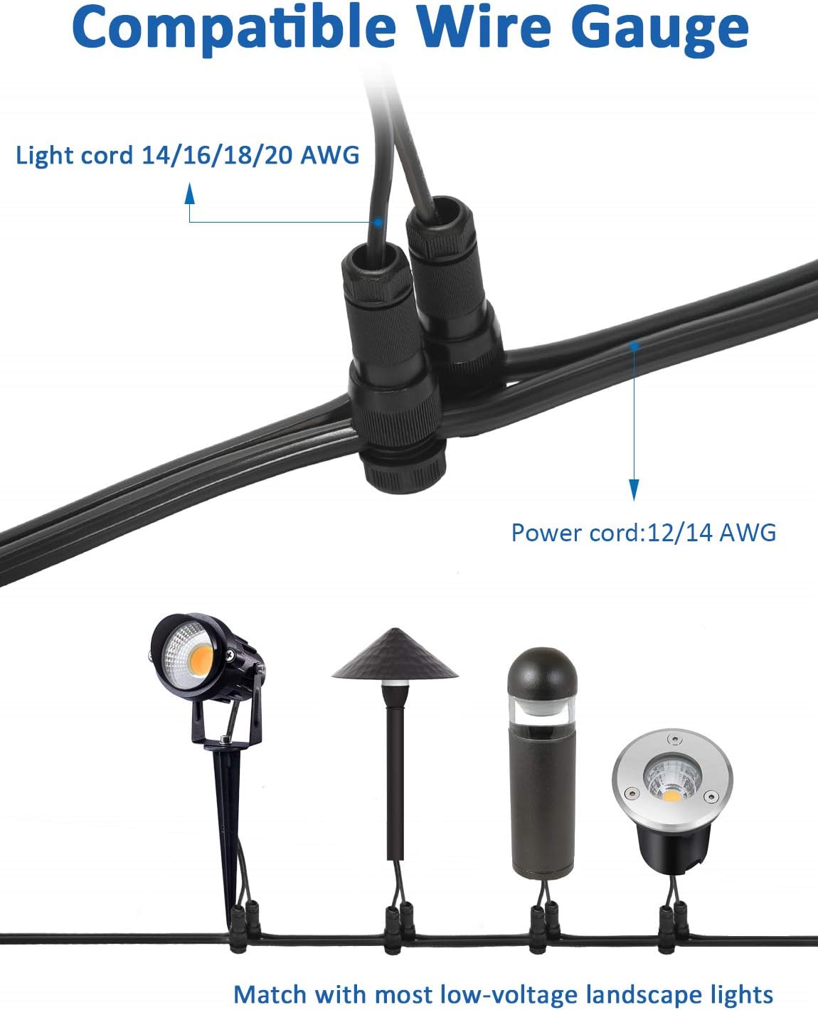 100 Pack 12-16 Gauge Low Voltage Landscape Lighting Wire Connectors J258628