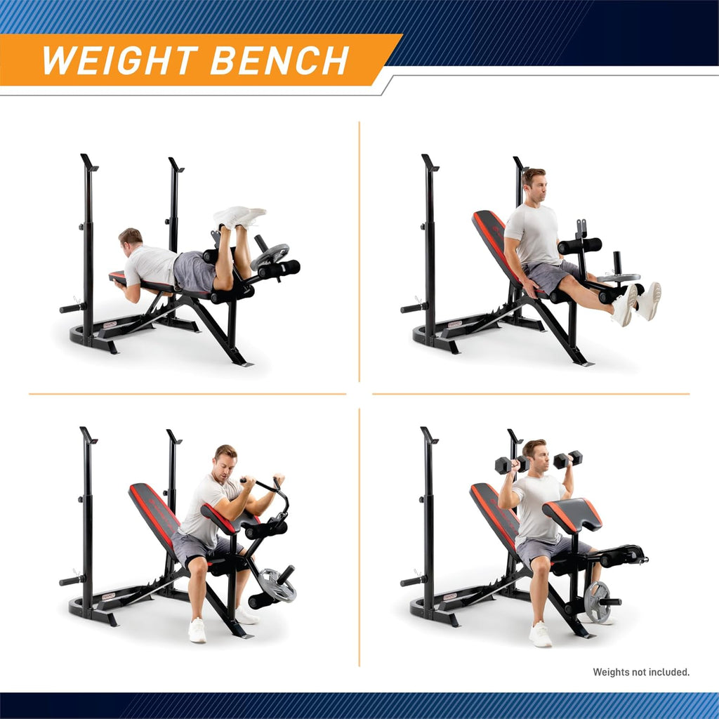 Adjustable Olympic Weight Bench with Leg Developer and Squat Rack B4150