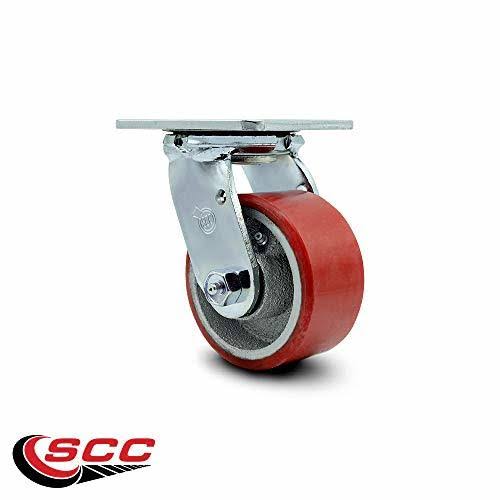 Polyurethane Wheel Caster Set Red on Silver 2 Swivel/2 Rigid Non Marking S195