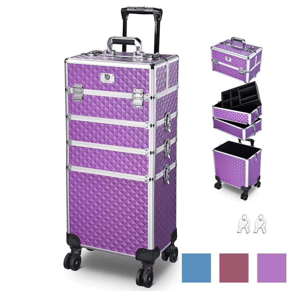 Black Aluminum Rolling Cosmetic Train Case K164