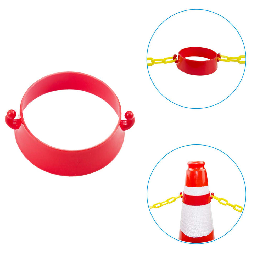 Yellow Plastic Safety Barrier Chain with 12 S-Hooks, 12 Carabiner Clips, 2 Chain Connector O33876