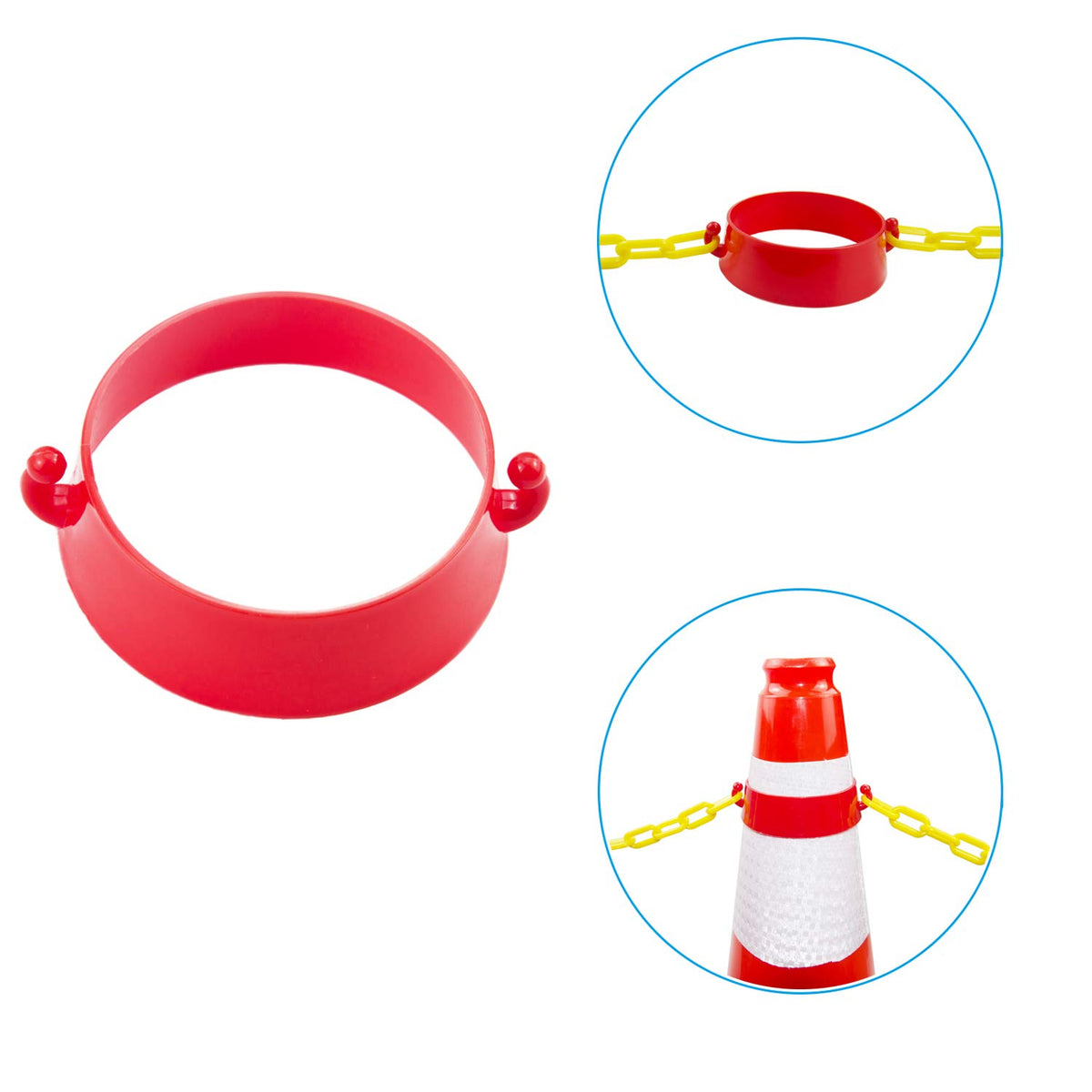 Yellow Plastic Safety Barrier Chain with 12 S-Hooks, 12 Carabiner Clips, 2 Chain Connector O33876