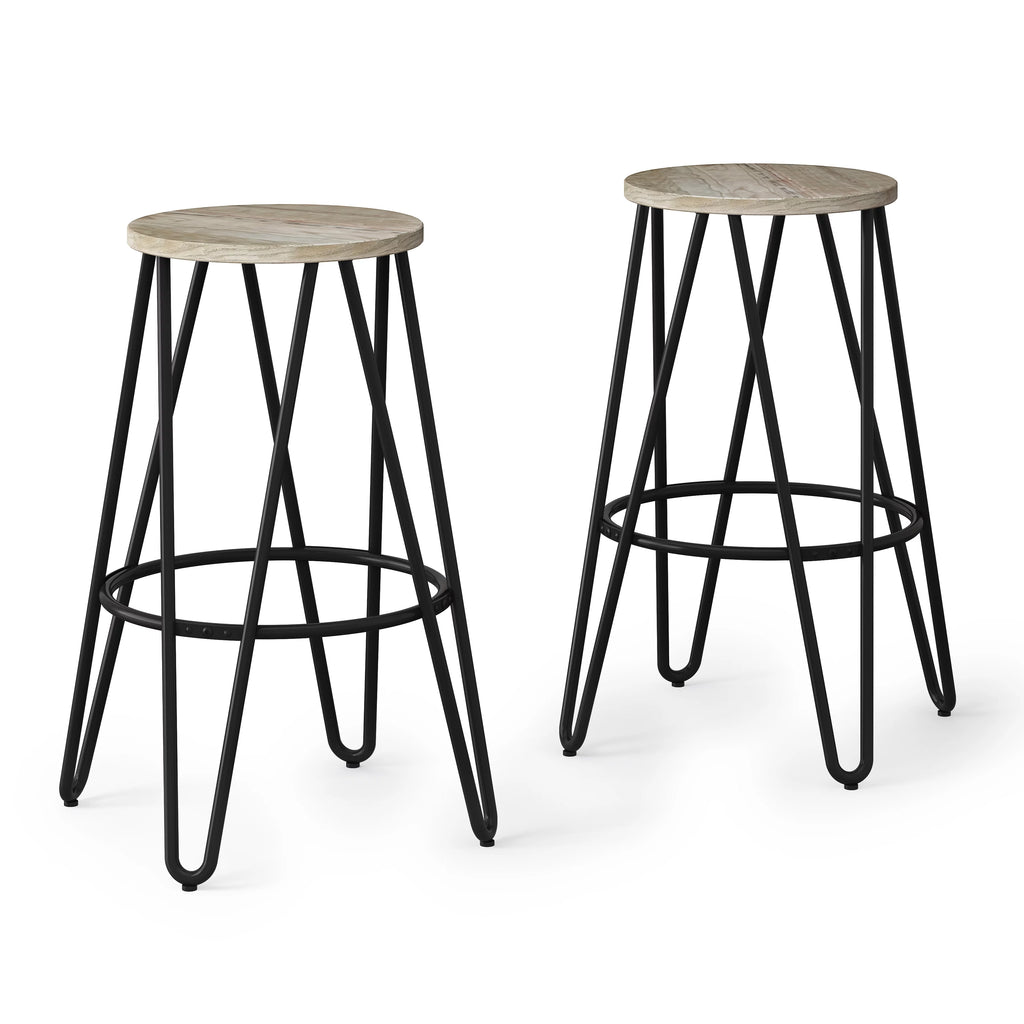 26" Wood Seat Stool Set of 2 I707