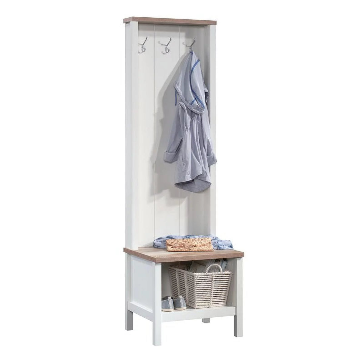 Soft White Entryway Bench with Storage S95968