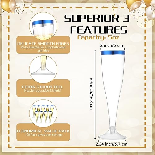 100 Pcs 4.5oz Clear Plastic Champagne Flutes K397
