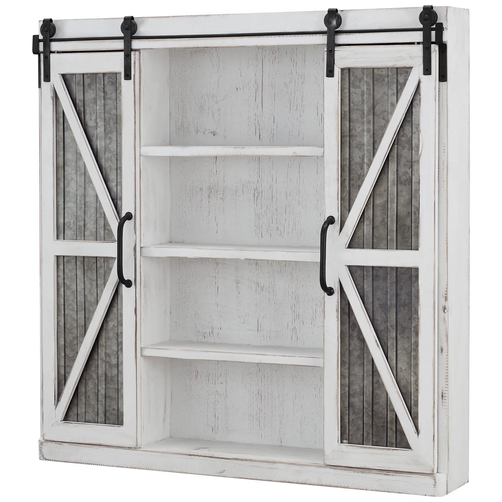 White and Silver Wood Cabinet E192