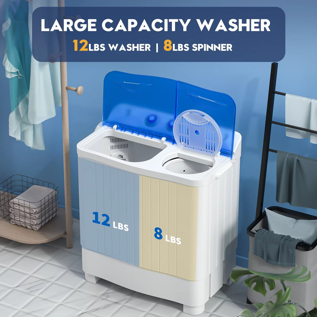 Portable 20lbs Twin Tub Semi-Automatic Washing Machine J96106