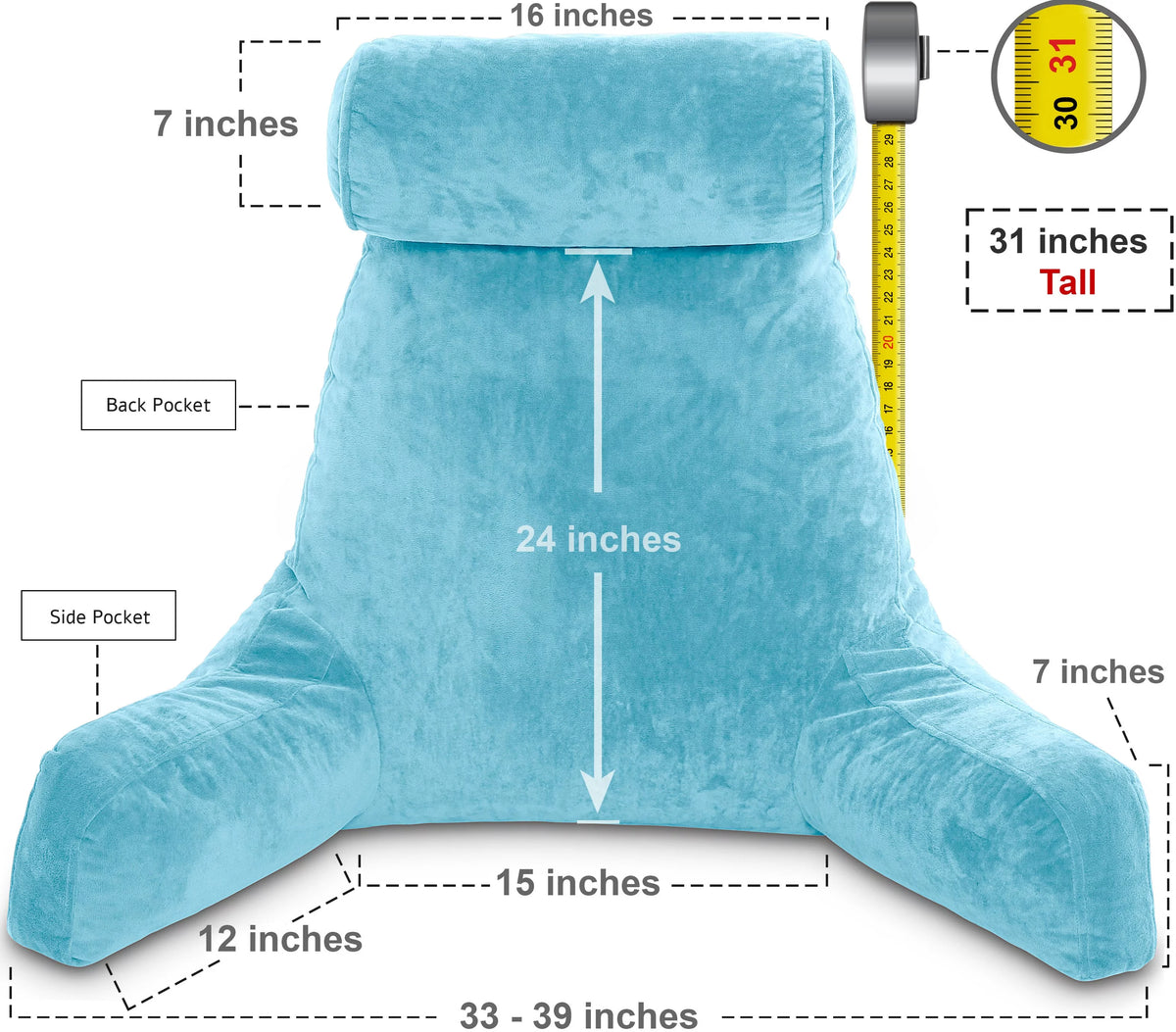 Carolina Blue Bed Rest Pillow with Arms C812